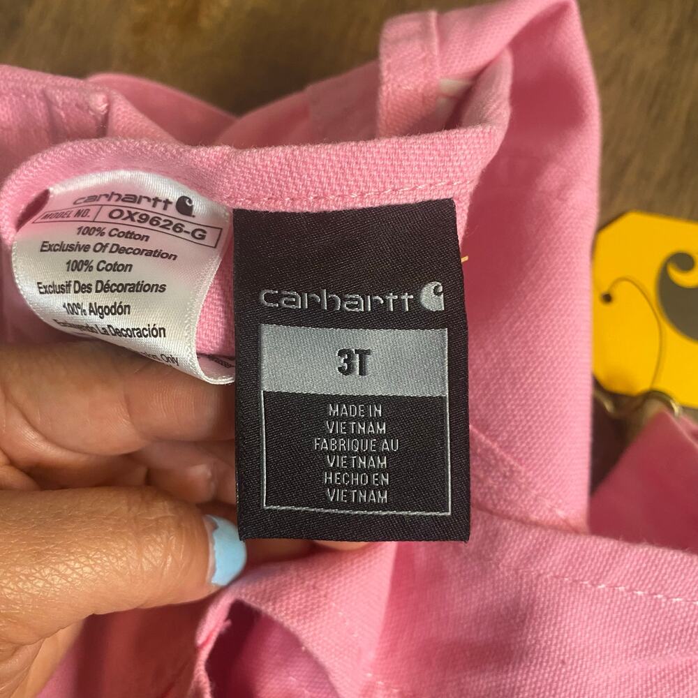 NWT Carhartt light pink‎ adjustable strap girls overall pants SIZE 3T - Picture 4 of 5